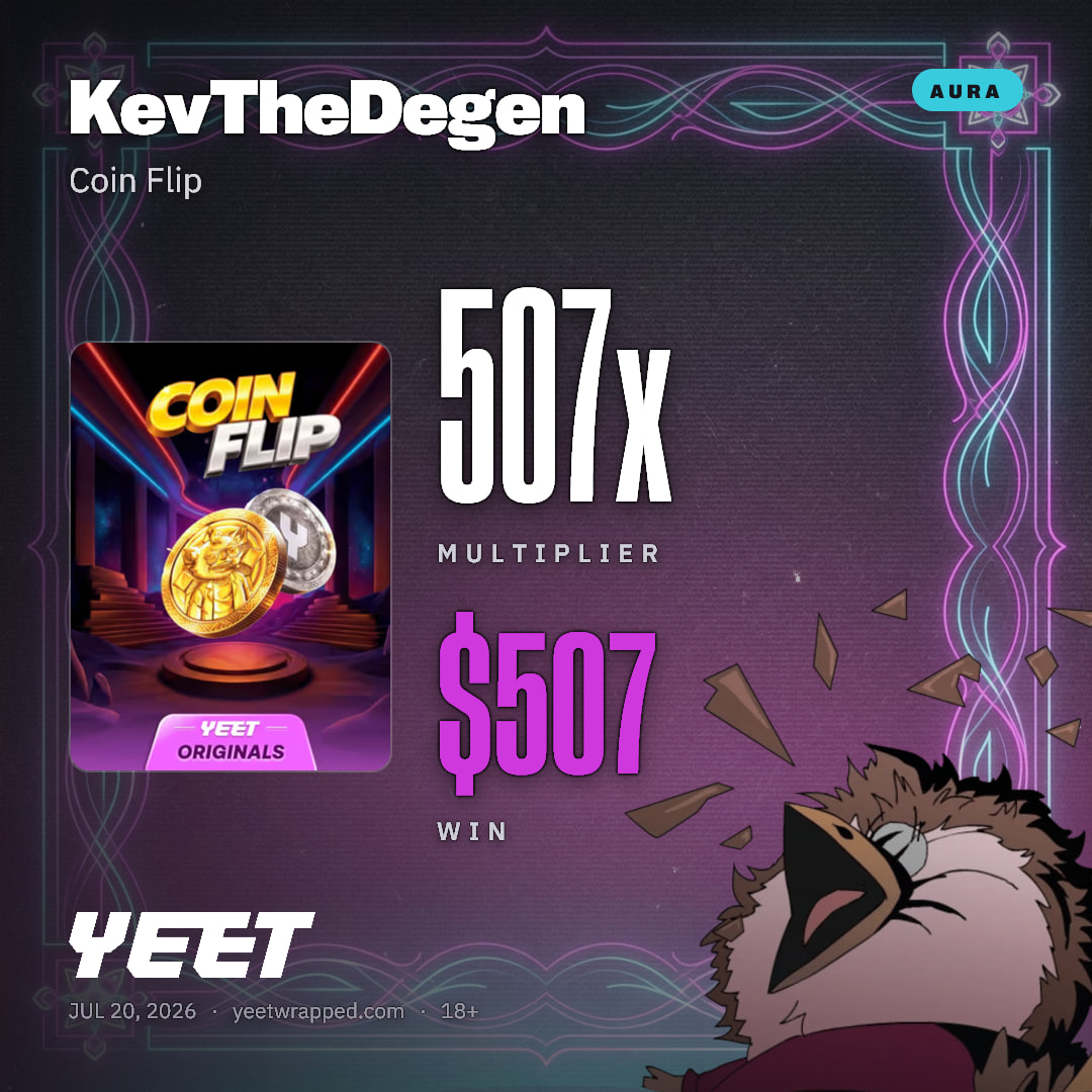KevTheDegen hit 506.9x on Coin Flip