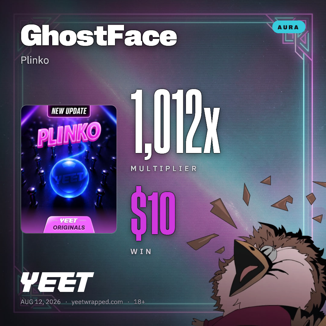 GhostFace hit 1,012x on Plinko