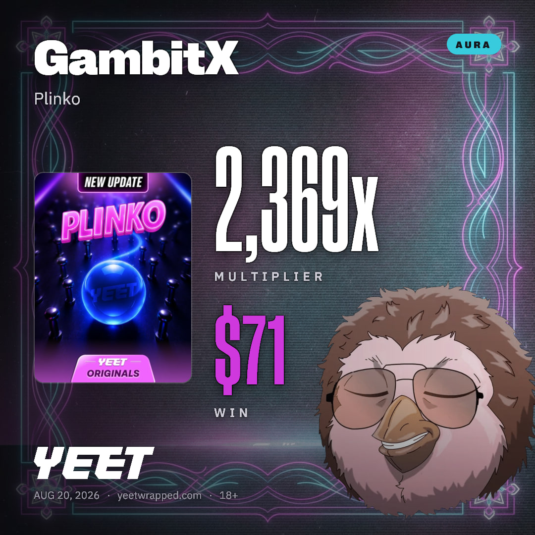 GambitX hit 2,369x on Plinko