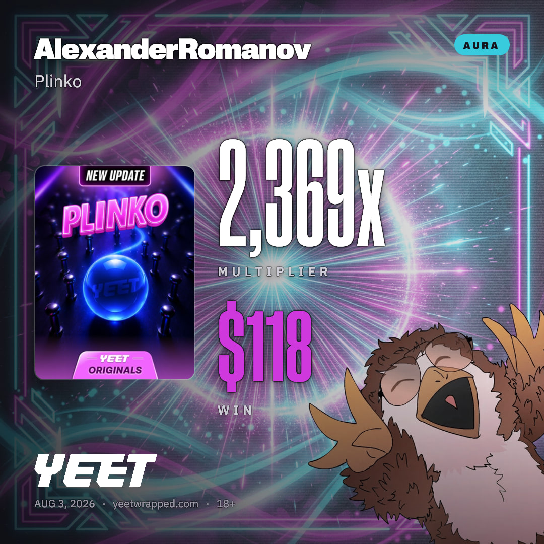 AlexanderRomanov hit 2,369x on Plinko