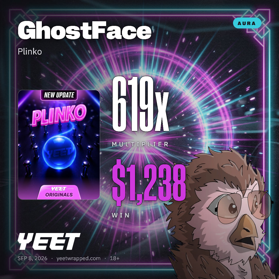 GhostFace hit 619x on Plinko