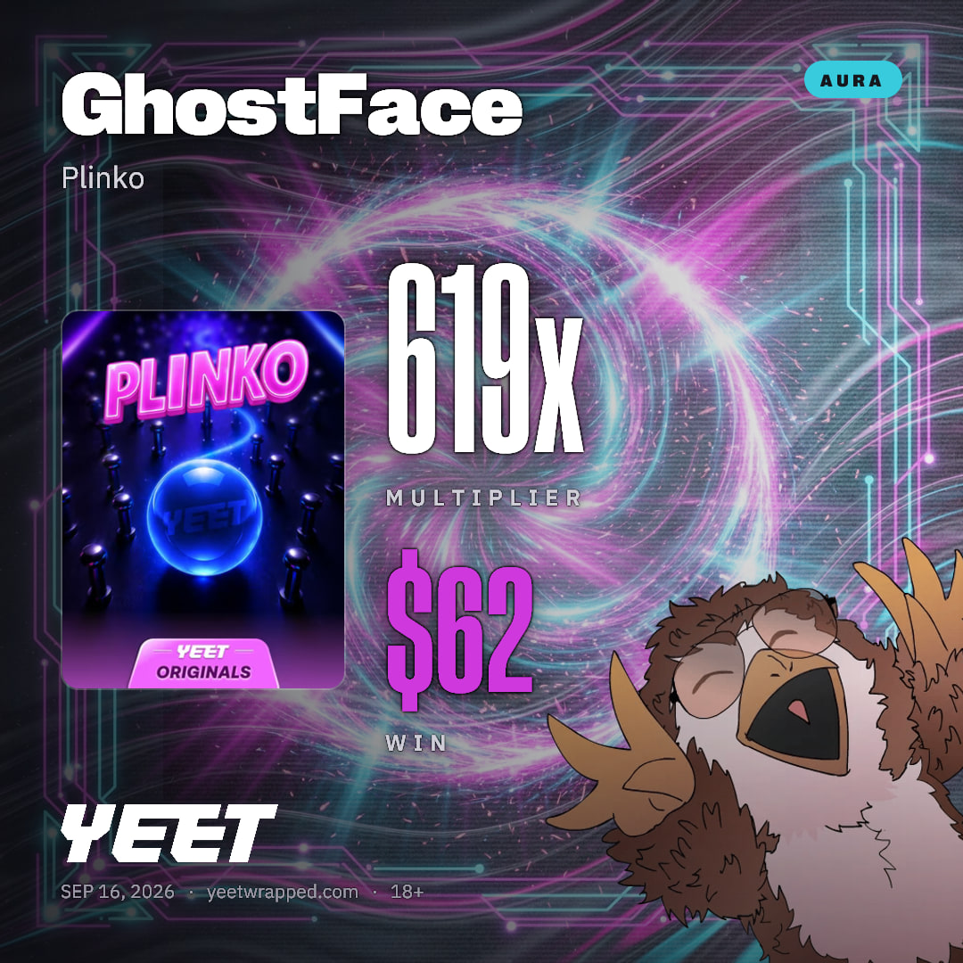 GhostFace hit 619x on Plinko