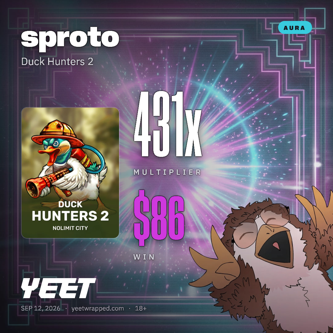 sproto hit 430.5x on Duck Hunters 2