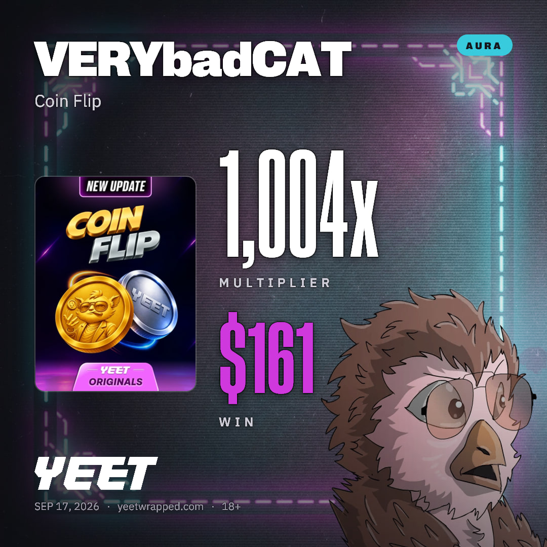 VERYbadCAT hit 1,004x on Coin Flip
