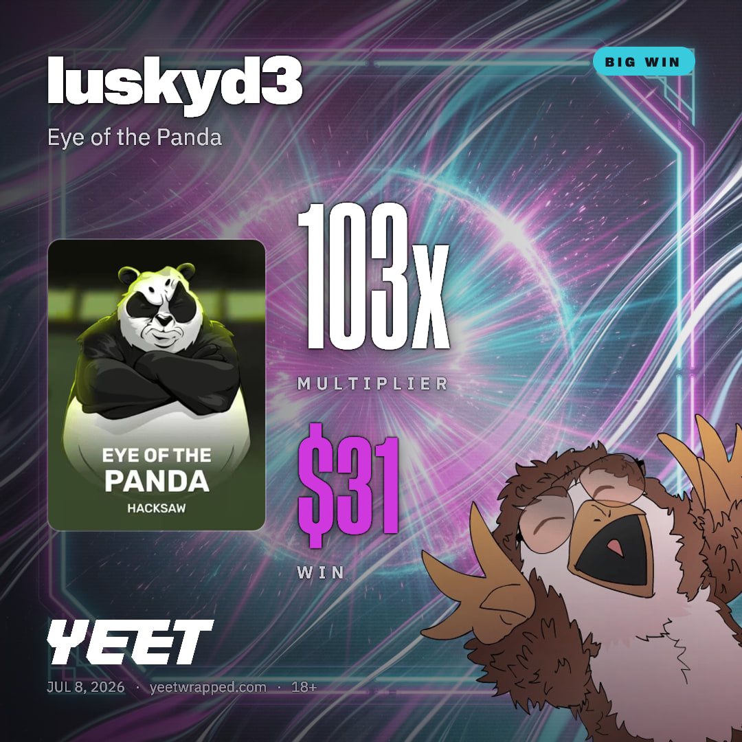 luskyd3 hit 102.6x on Eye of the Panda