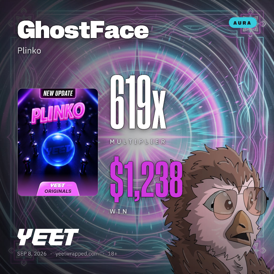 GhostFace hit 619x on Plinko