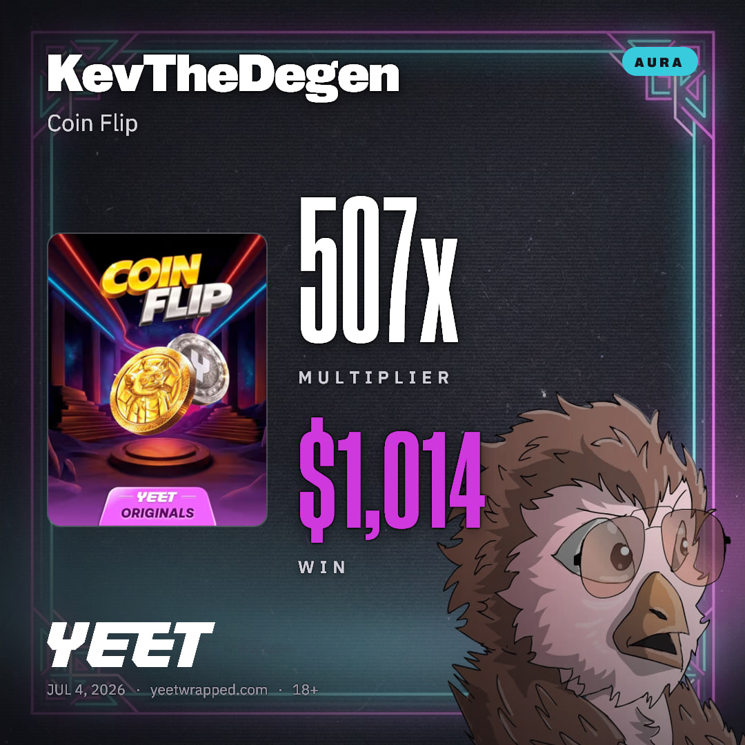 KevTheDegen hit 506.9x on Coin Flip