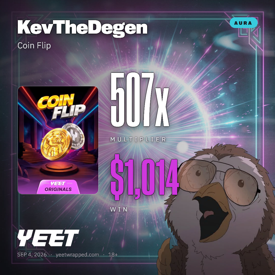 KevTheDegen hit 506.9x on Coin Flip