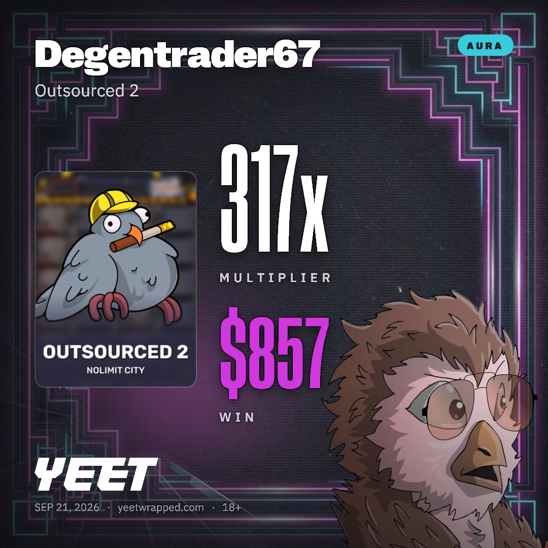 Degentrader67 hit 317.4x on Outsourced 2