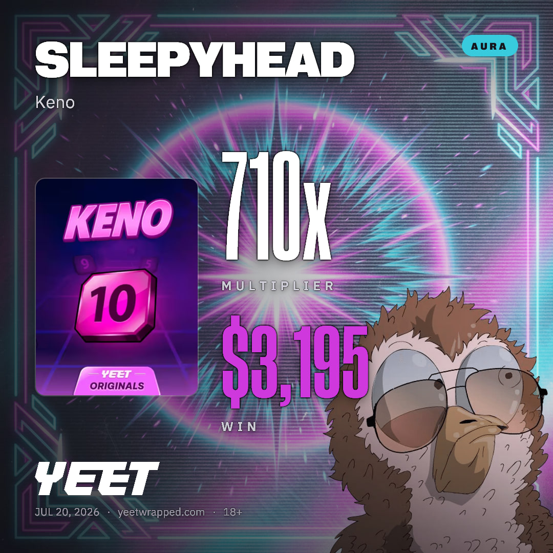 SLEEPYHEAD hit 710x on Keno