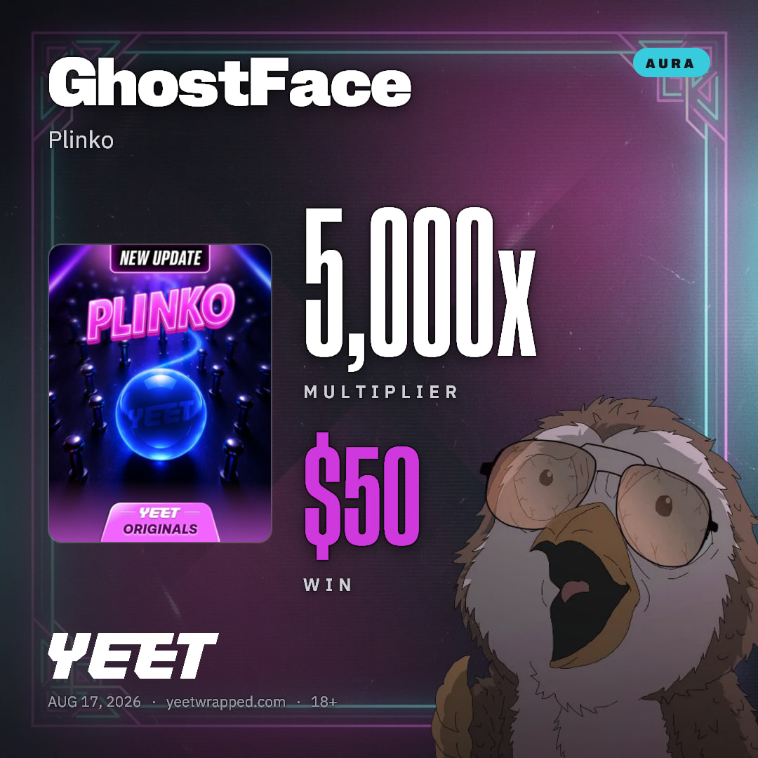 GhostFace hit 5,000x on Plinko