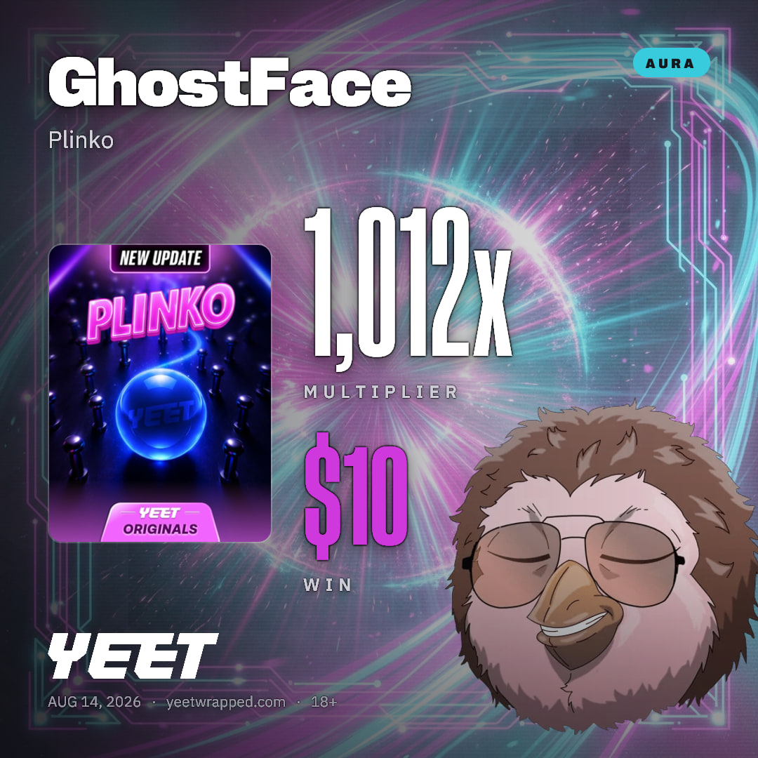GhostFace hit 1,012x on Plinko