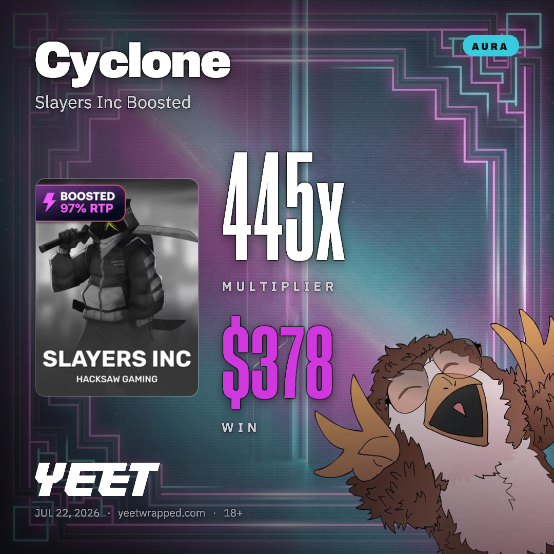 Cyclone hit 444.7x on Slayers Inc Boosted