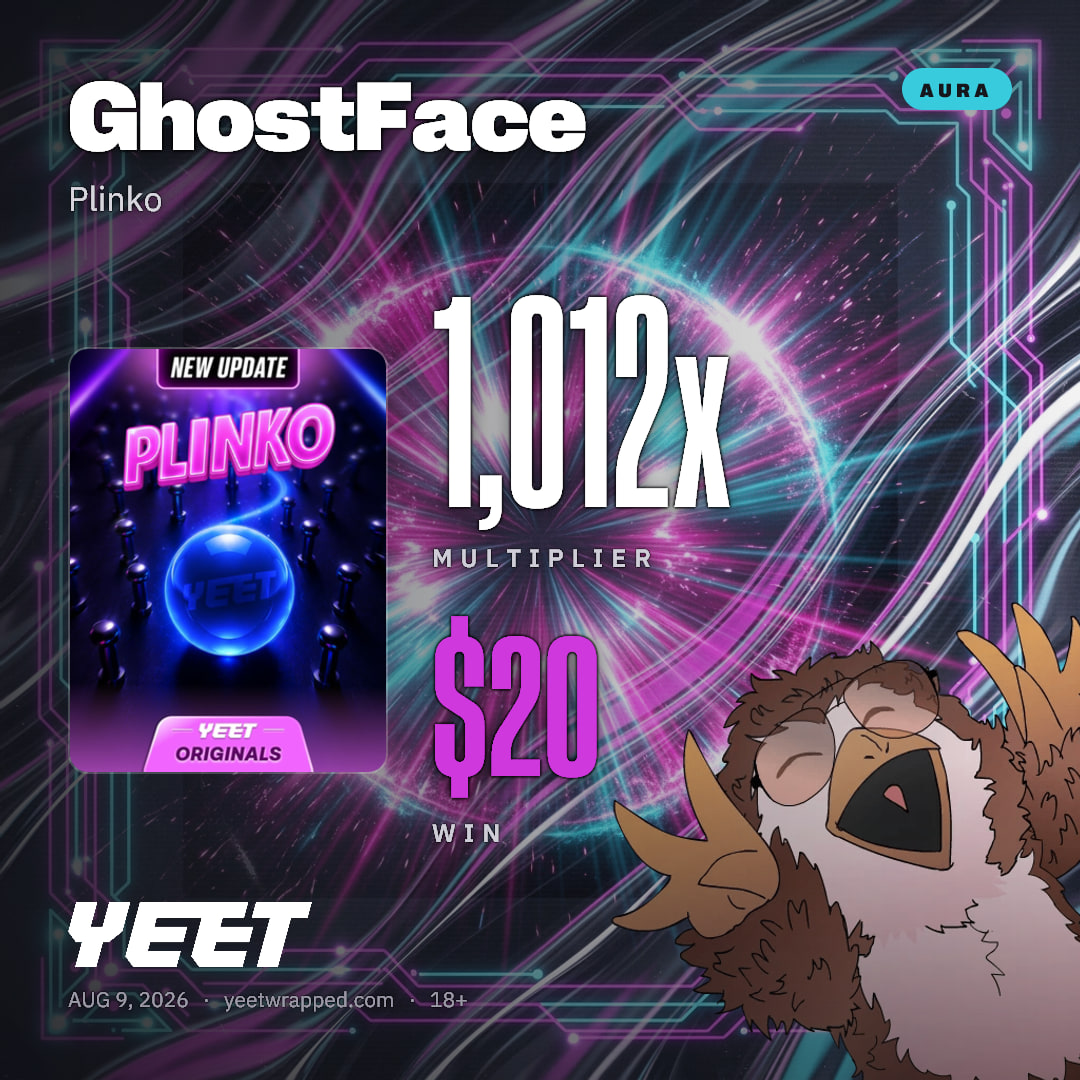 GhostFace hit 1,012x on Plinko