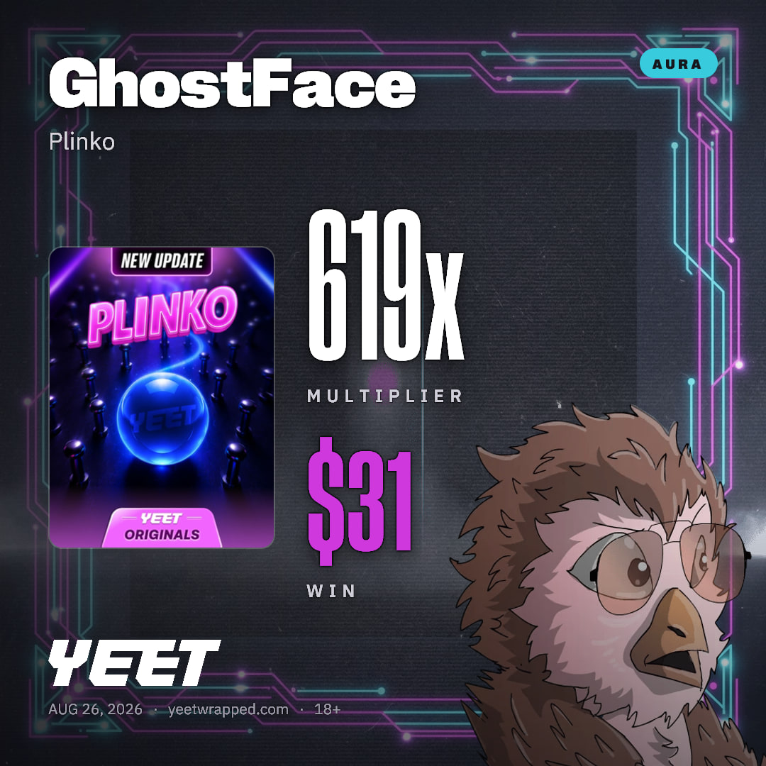 GhostFace hit 619x on Plinko