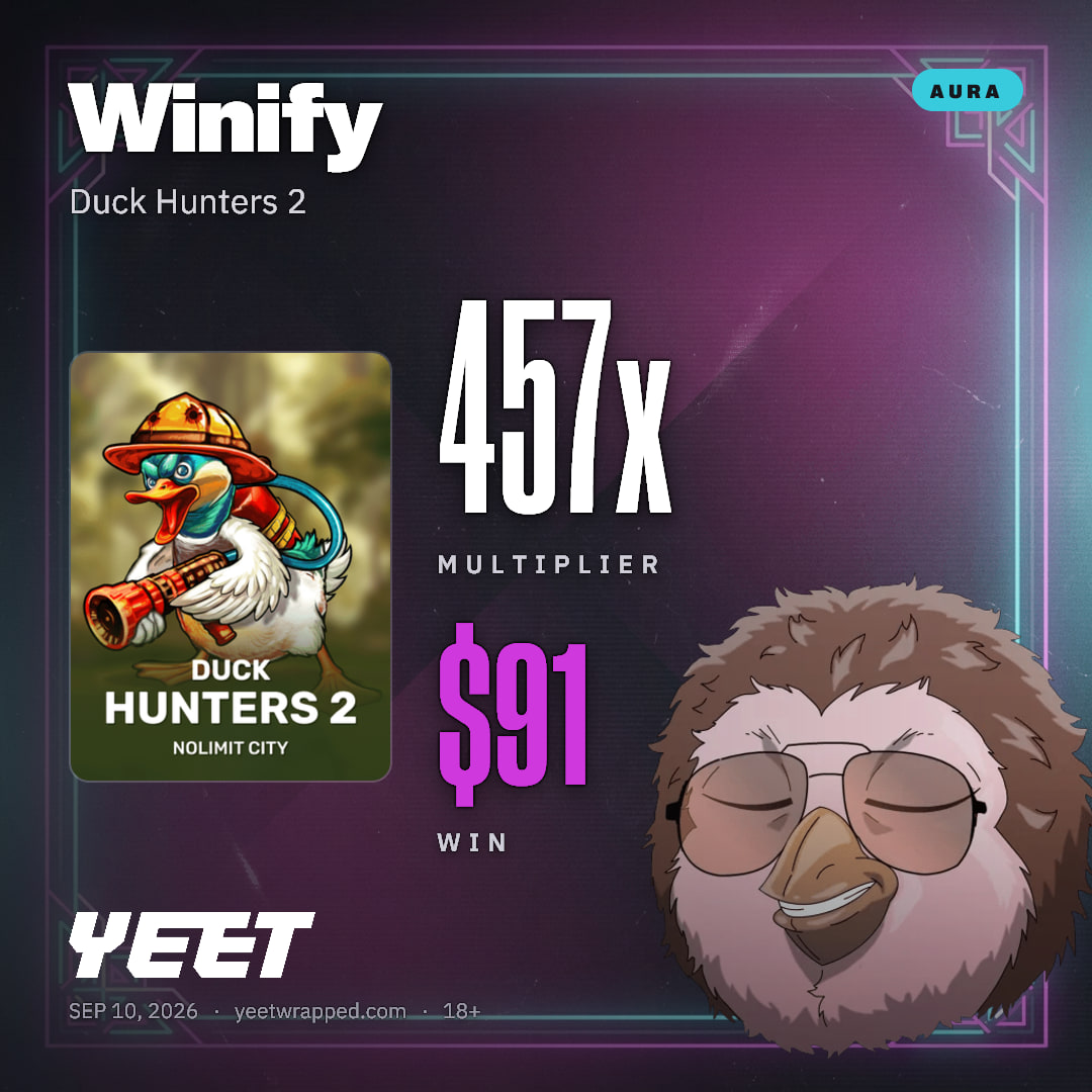 Winify hit 457.2x on Duck Hunters 2