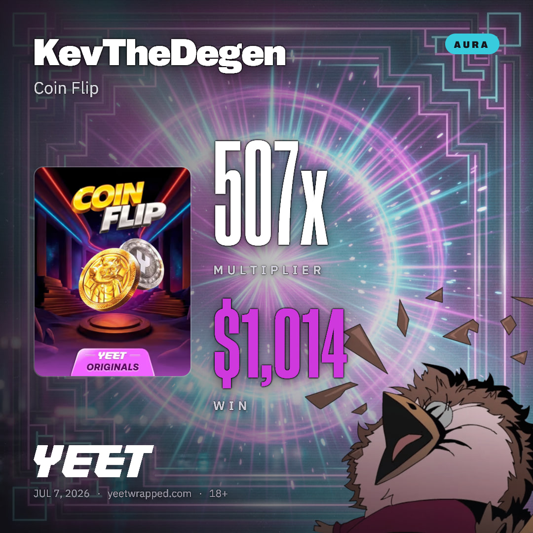 KevTheDegen hit 506.9x on Coin Flip