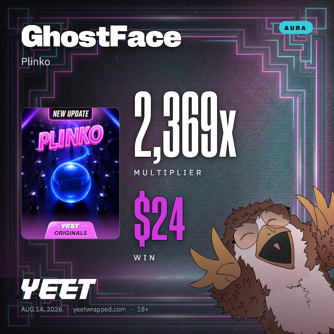 GhostFace hit 2,369x on Plinko