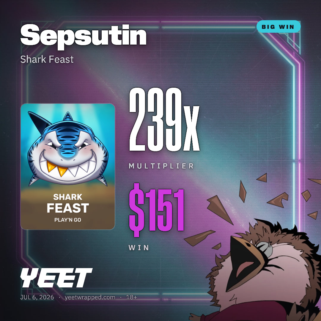 Sepsutin hit 239.1x on Shark Feast