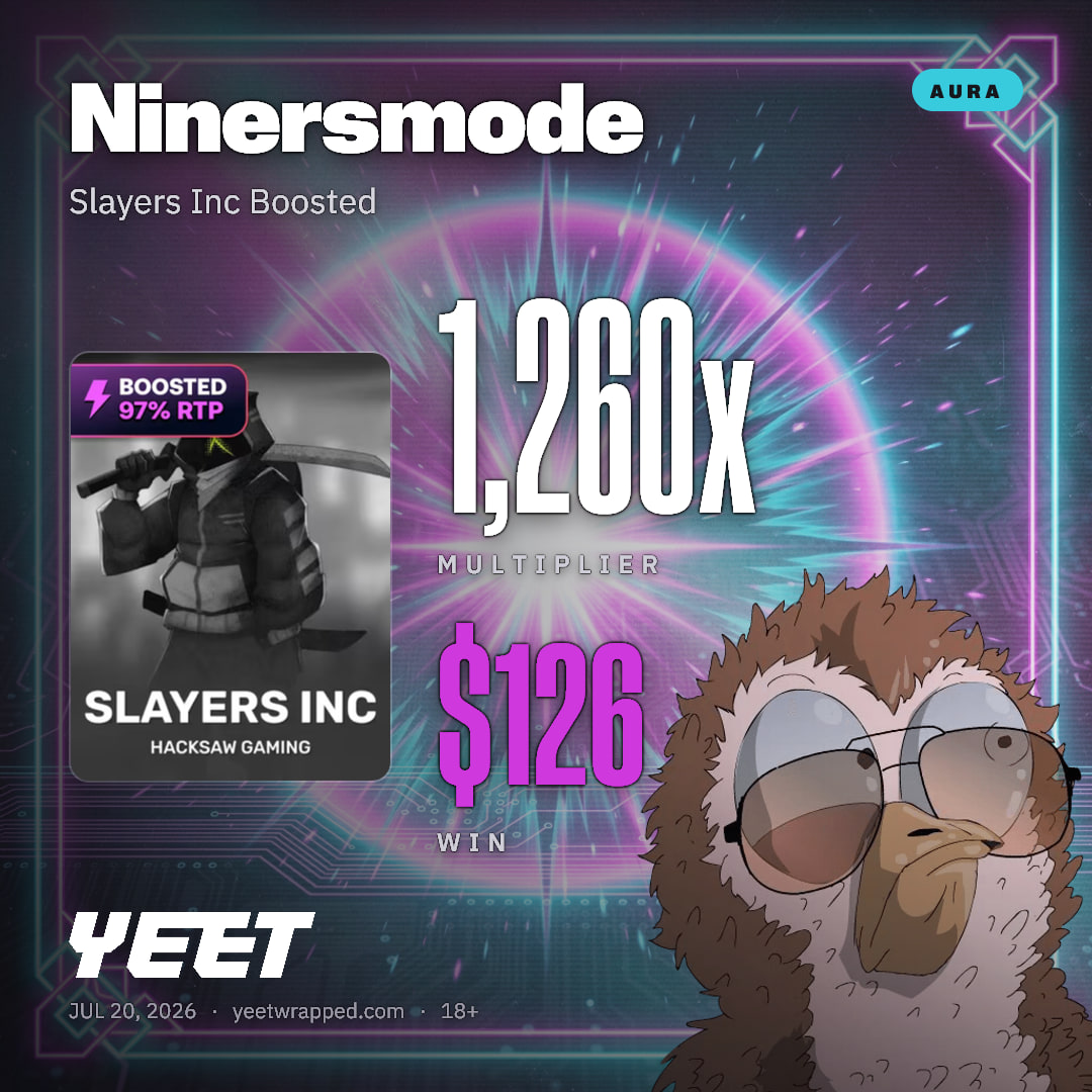 Ninersmode hit 1,260x on Slayers Inc Boosted