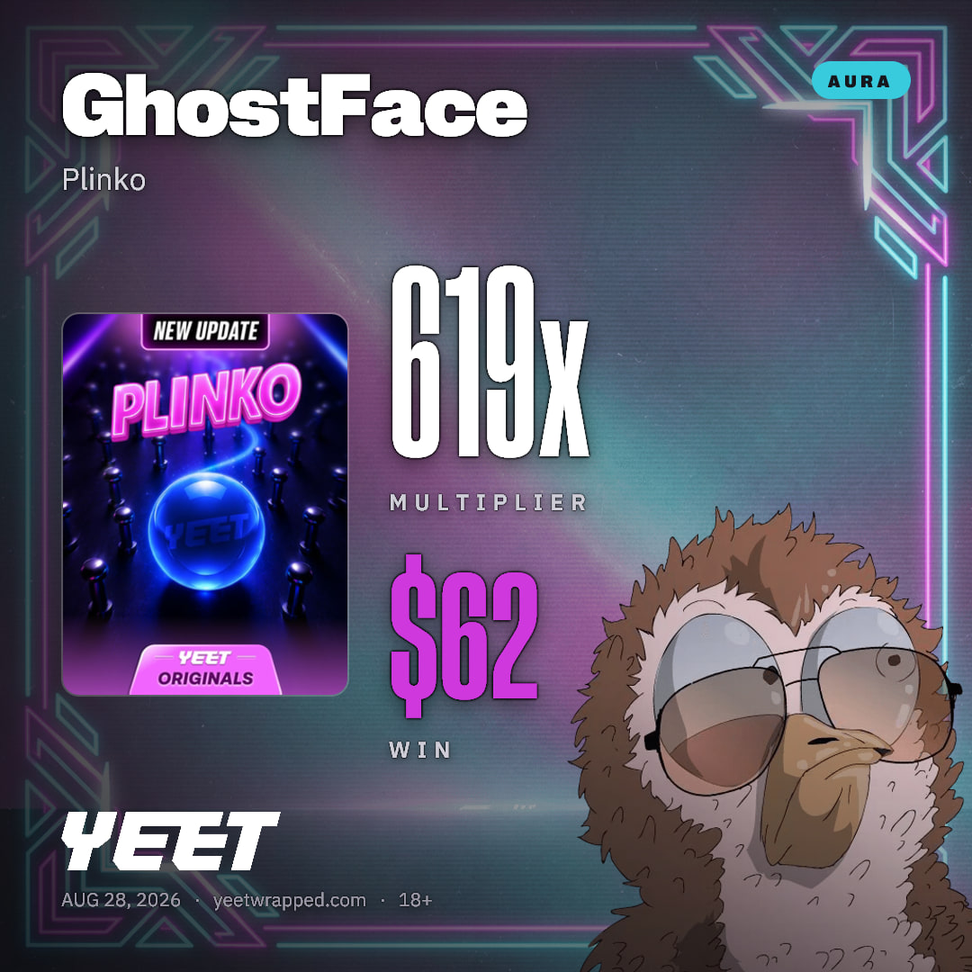 GhostFace hit 619x on Plinko