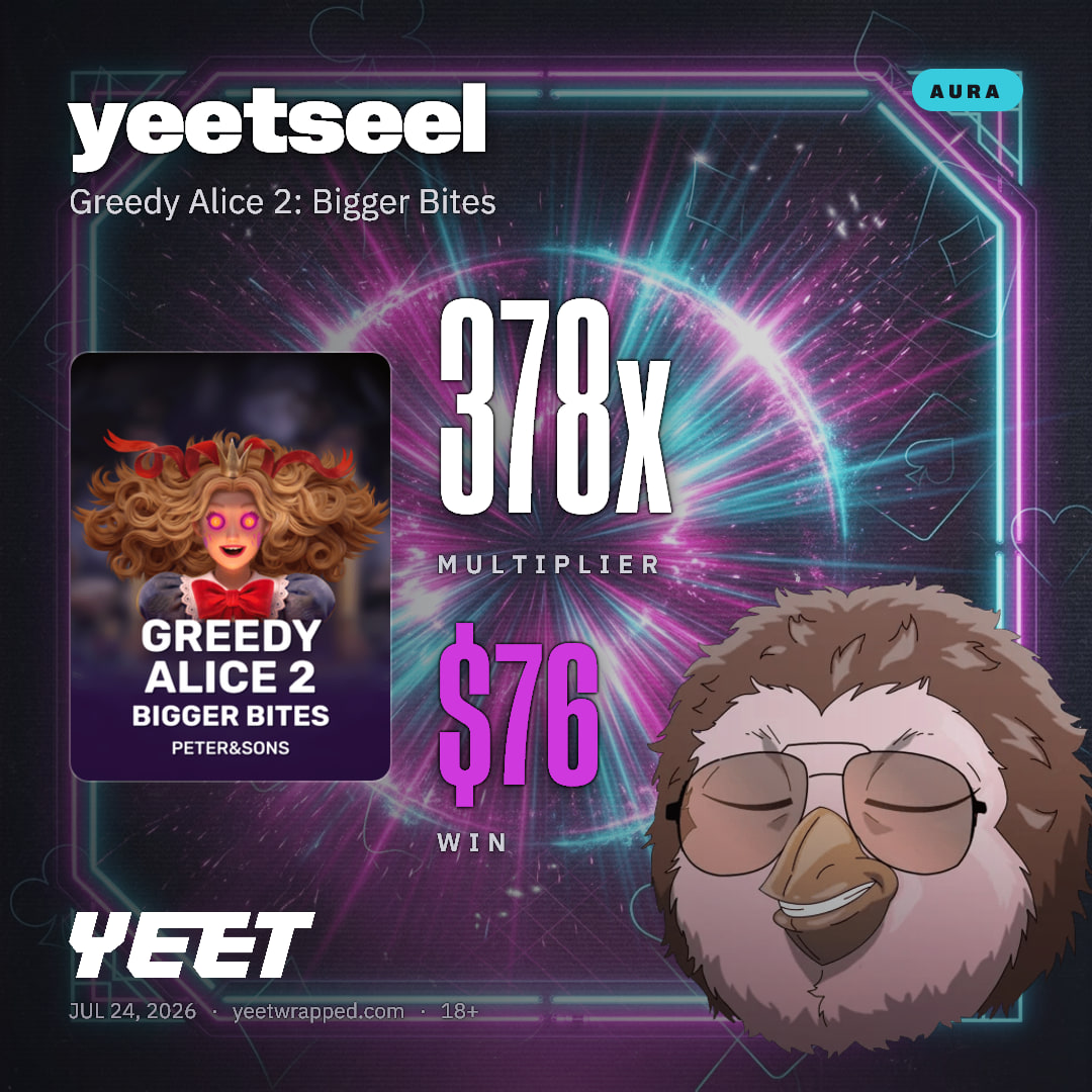 yeetseel hit 378.3x on Greedy Alice 2: Bigger Bites