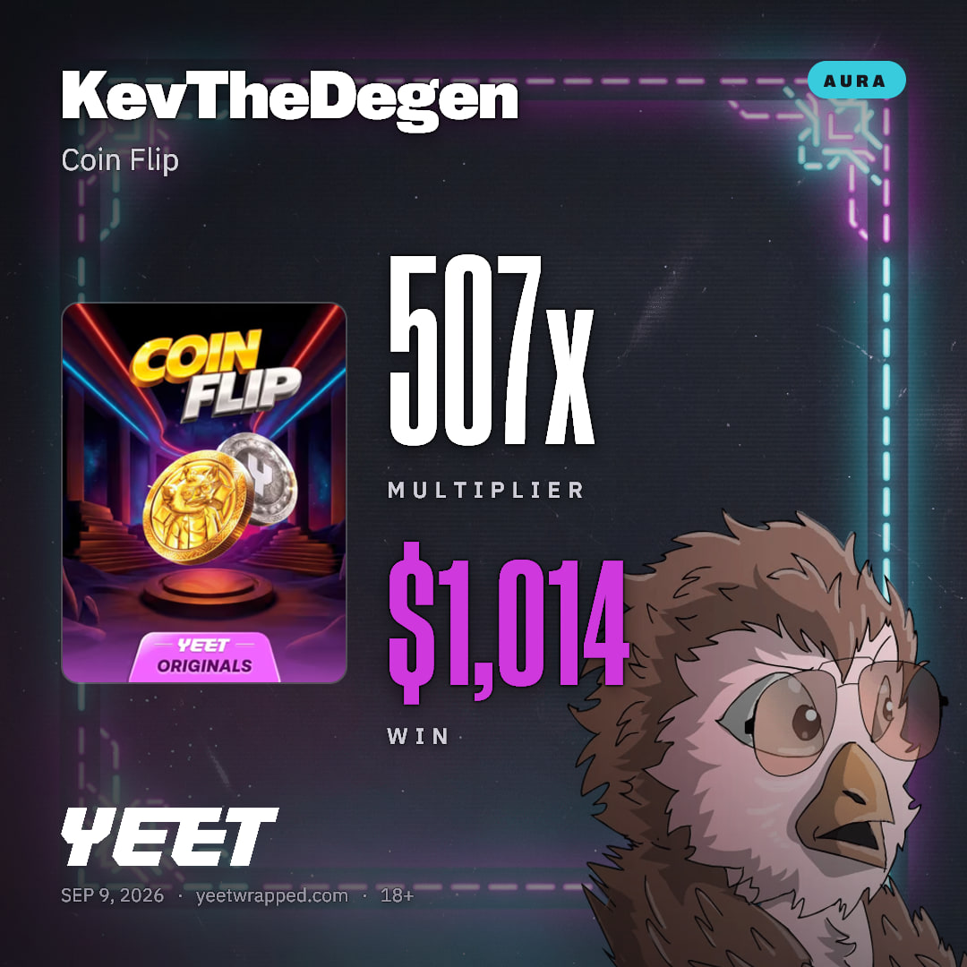 KevTheDegen hit 506.9x on Coin Flip