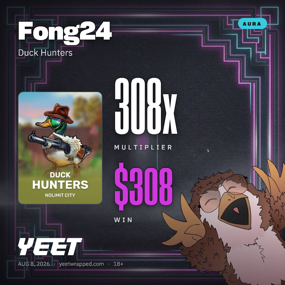 Fong24 hit 307.6x on Duck Hunters