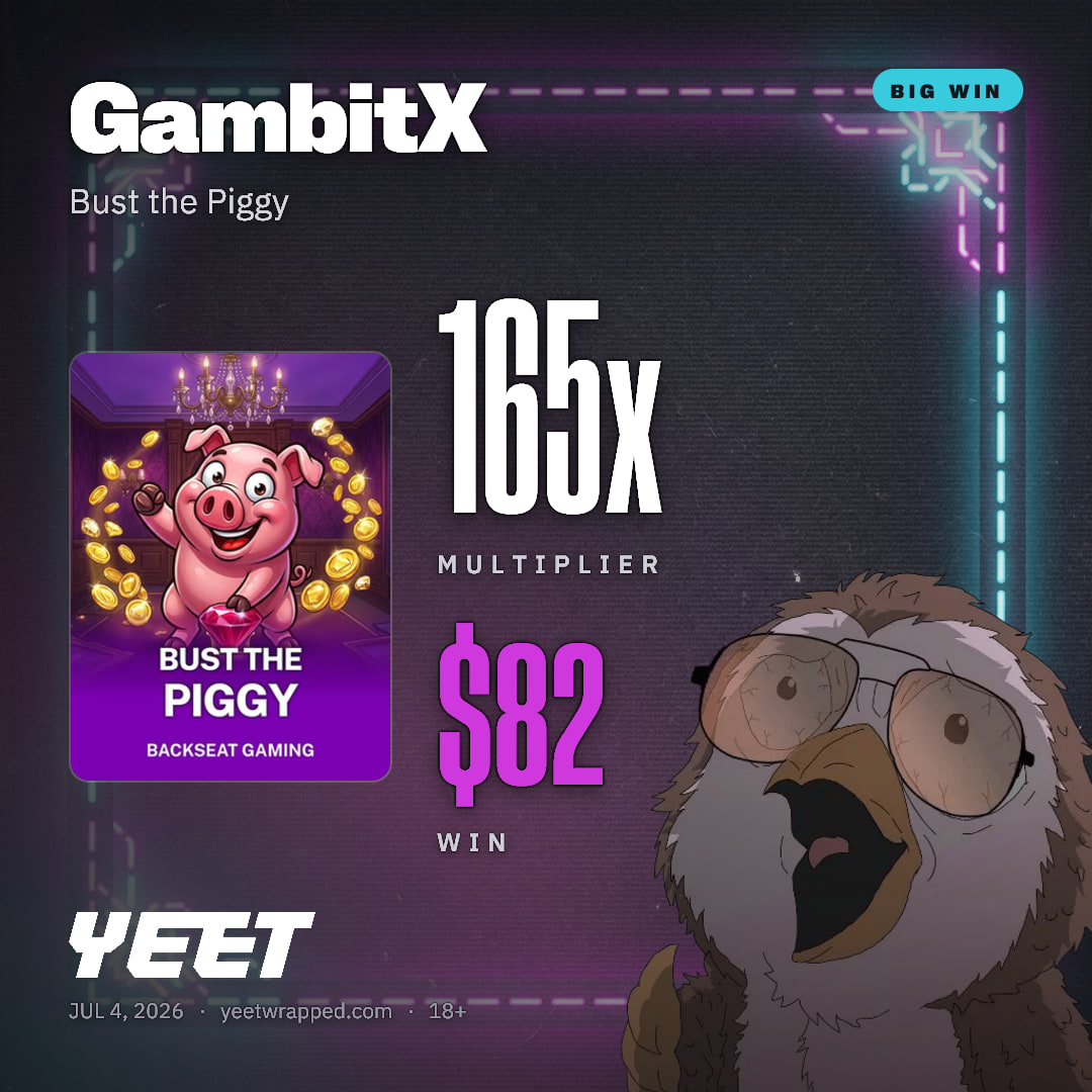 GambitX hit 164.8x on Bust the Piggy