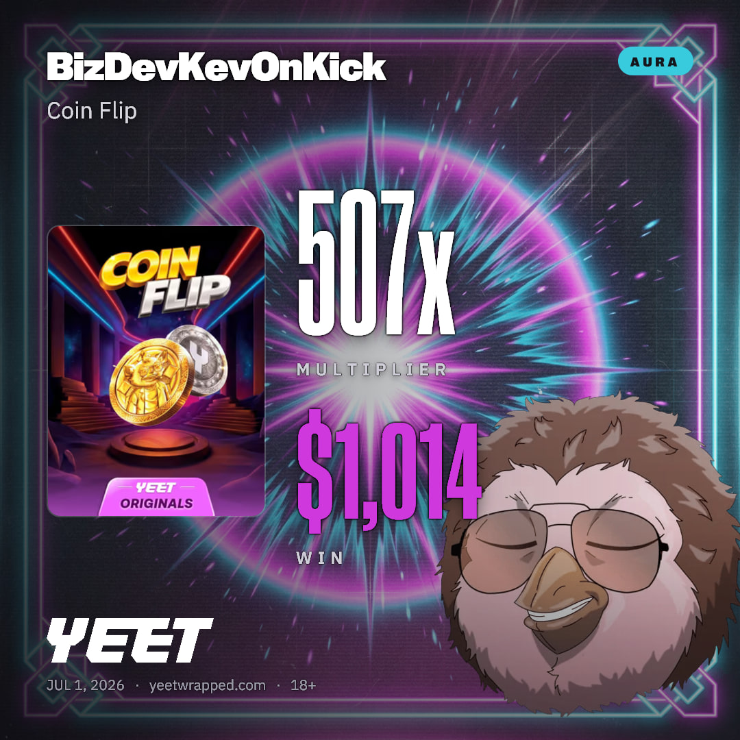 BizDevKevOnKick hit 506.9x on Coin Flip