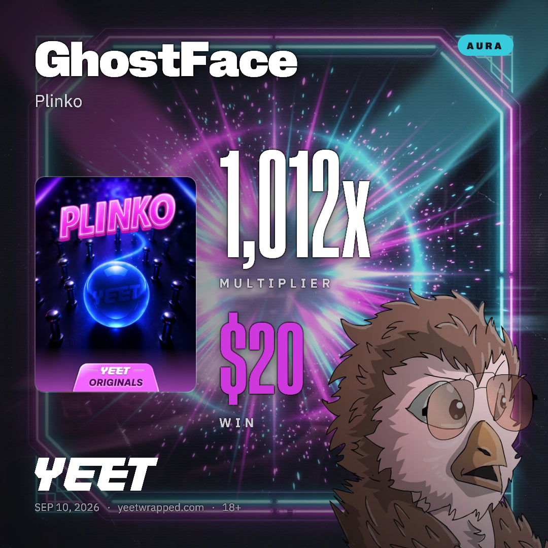 GhostFace hit 1,012x on Plinko