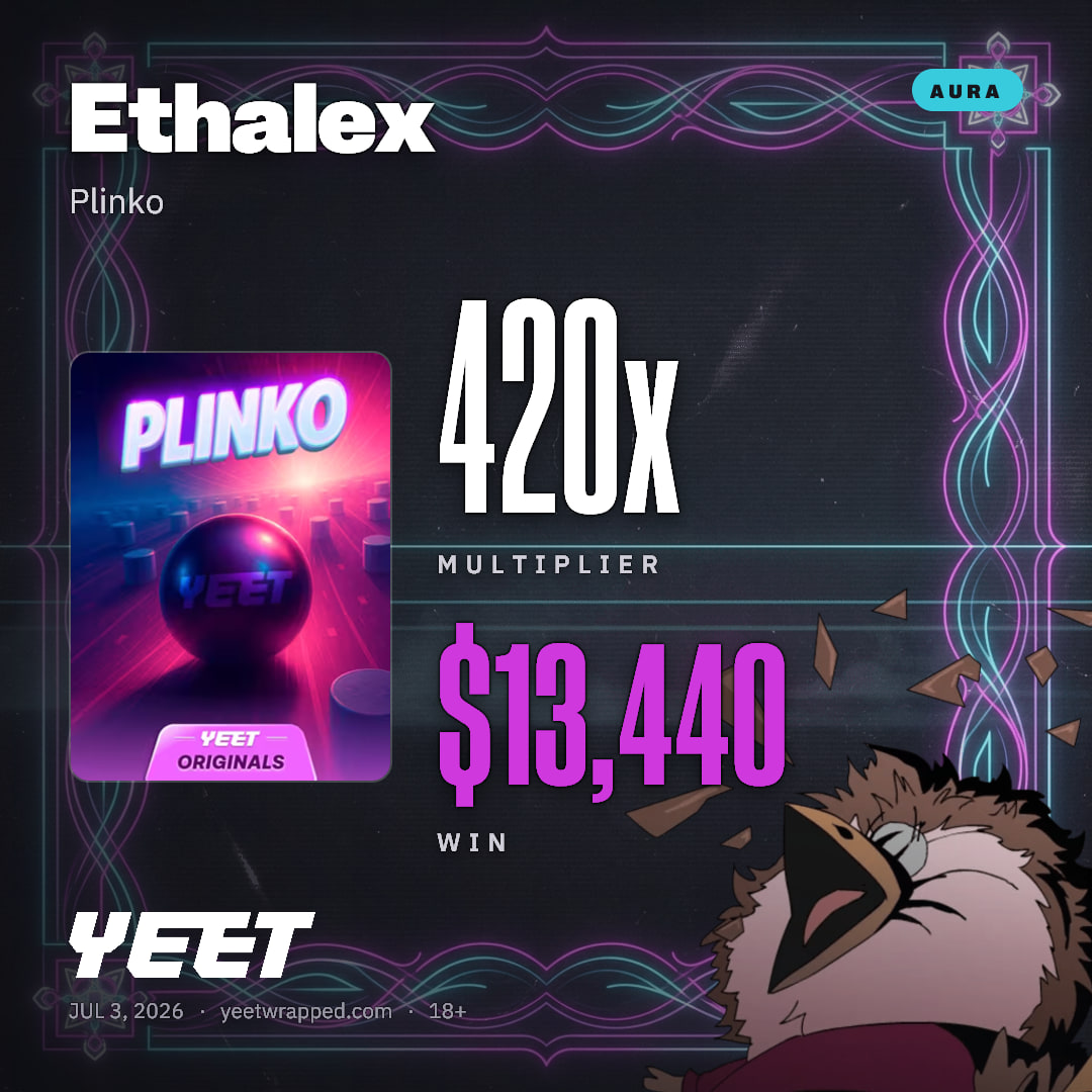 Ethalex hit 420x on Plinko