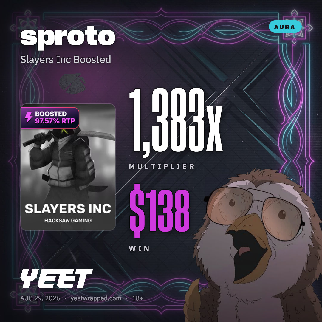 sproto hit 1,383x on Slayers Inc Boosted