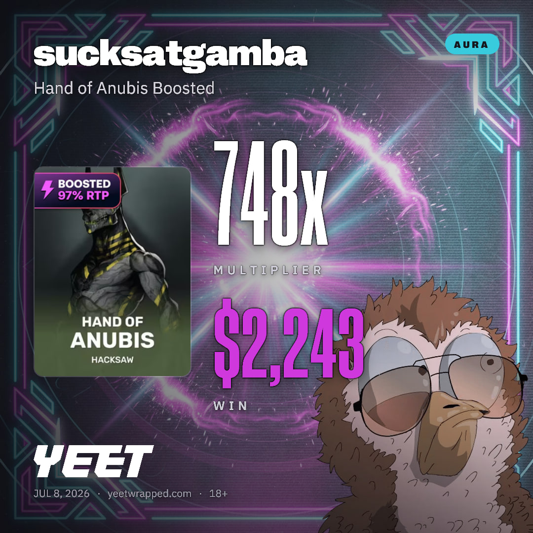sucksatgamba hit 747.7x on Hand of Anubis Boosted