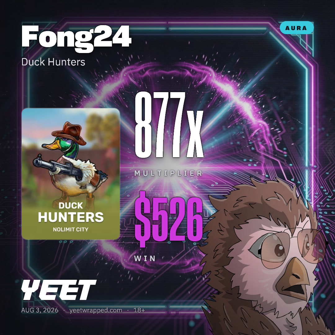 Fong24 hit 877.5x on Duck Hunters