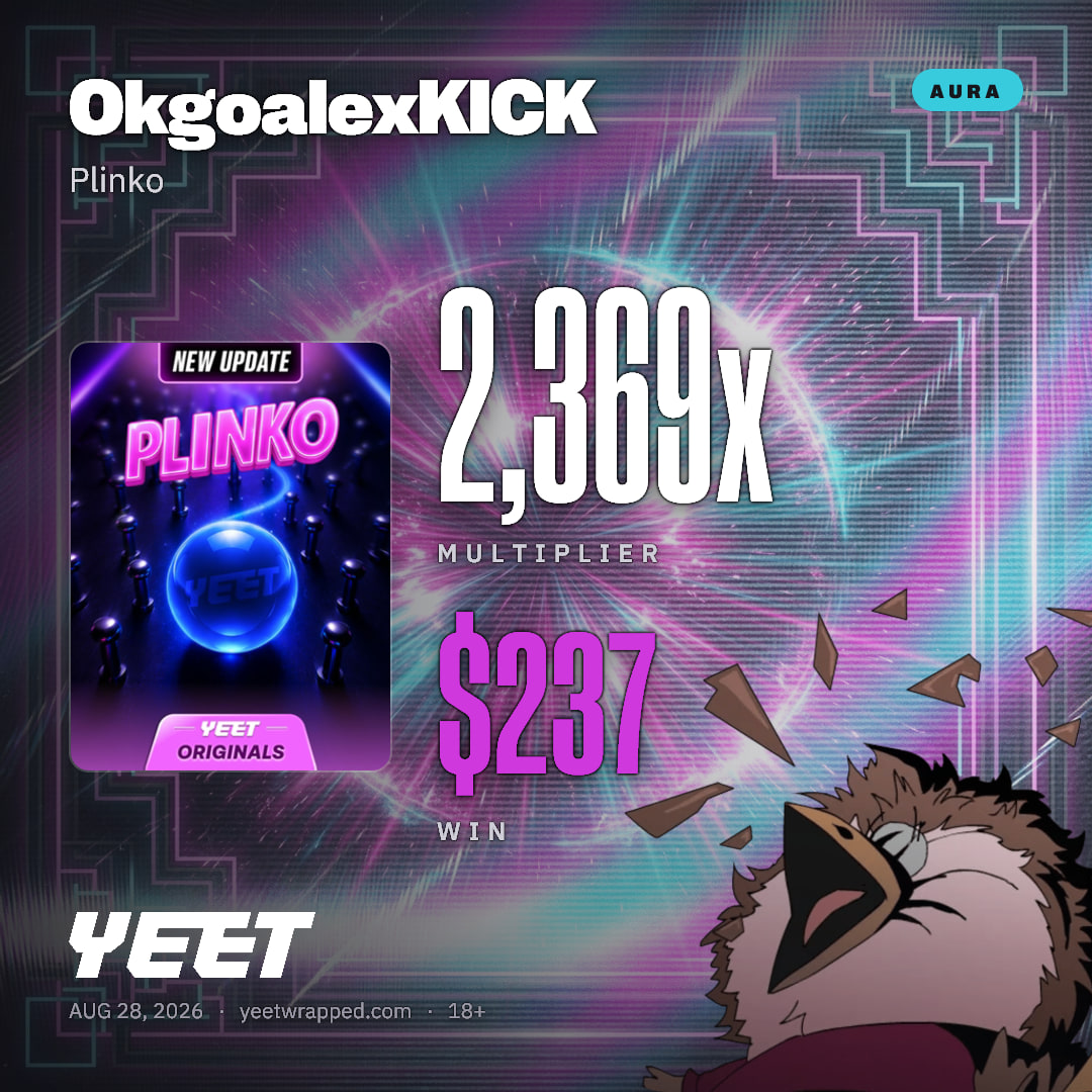OkgoalexKICK hit 2,369x on Plinko