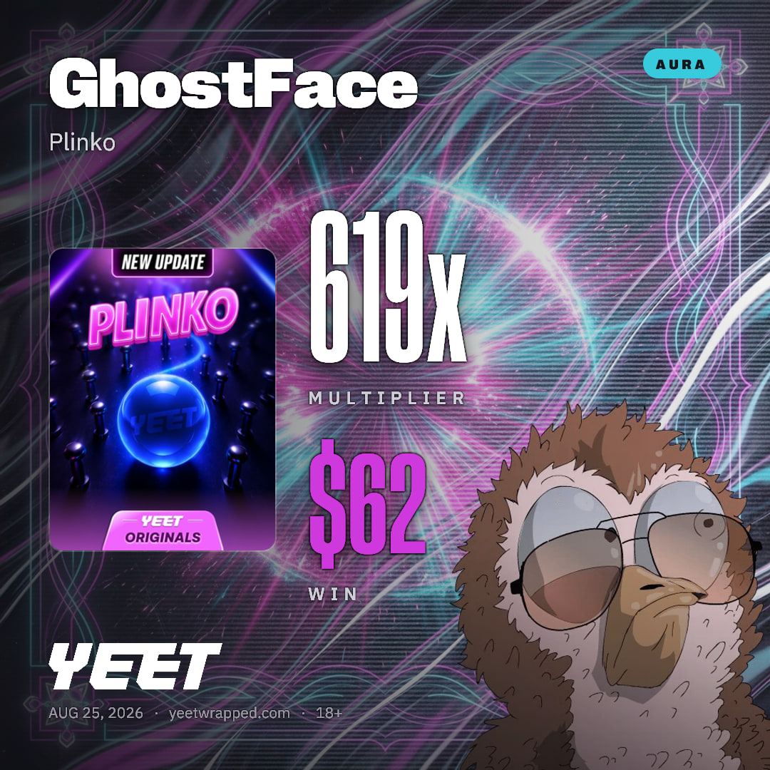 GhostFace hit 619x on Plinko