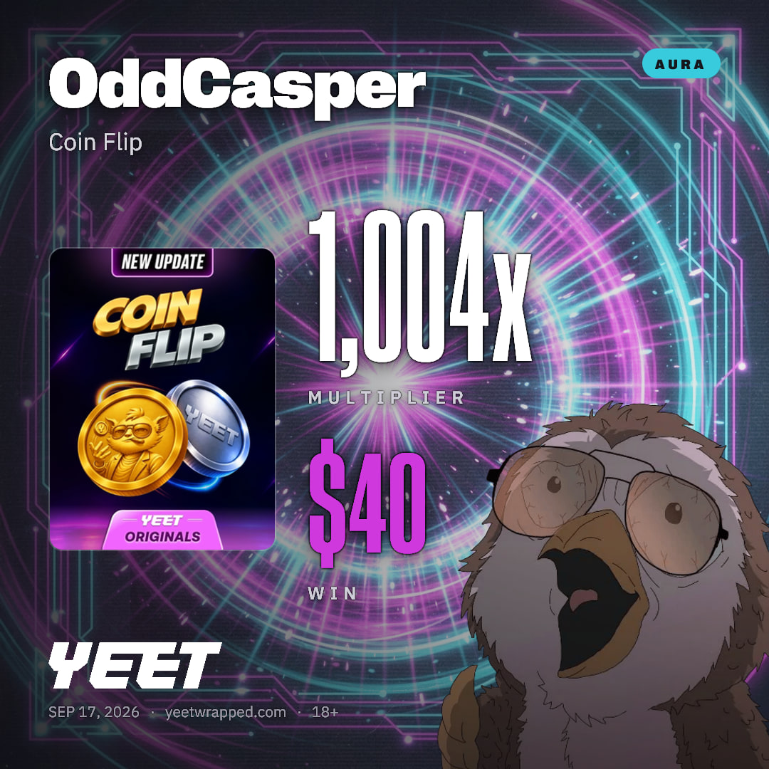 OddCasper hit 1,004x on Coin Flip