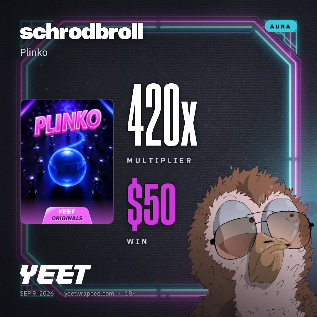 schrodbroll hit 420x on Plinko
