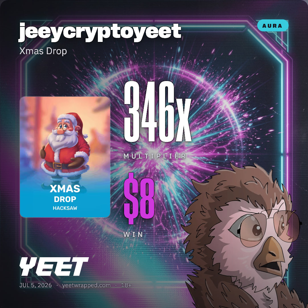 jeeycryptoyeet hit 345.6x on Xmas Drop