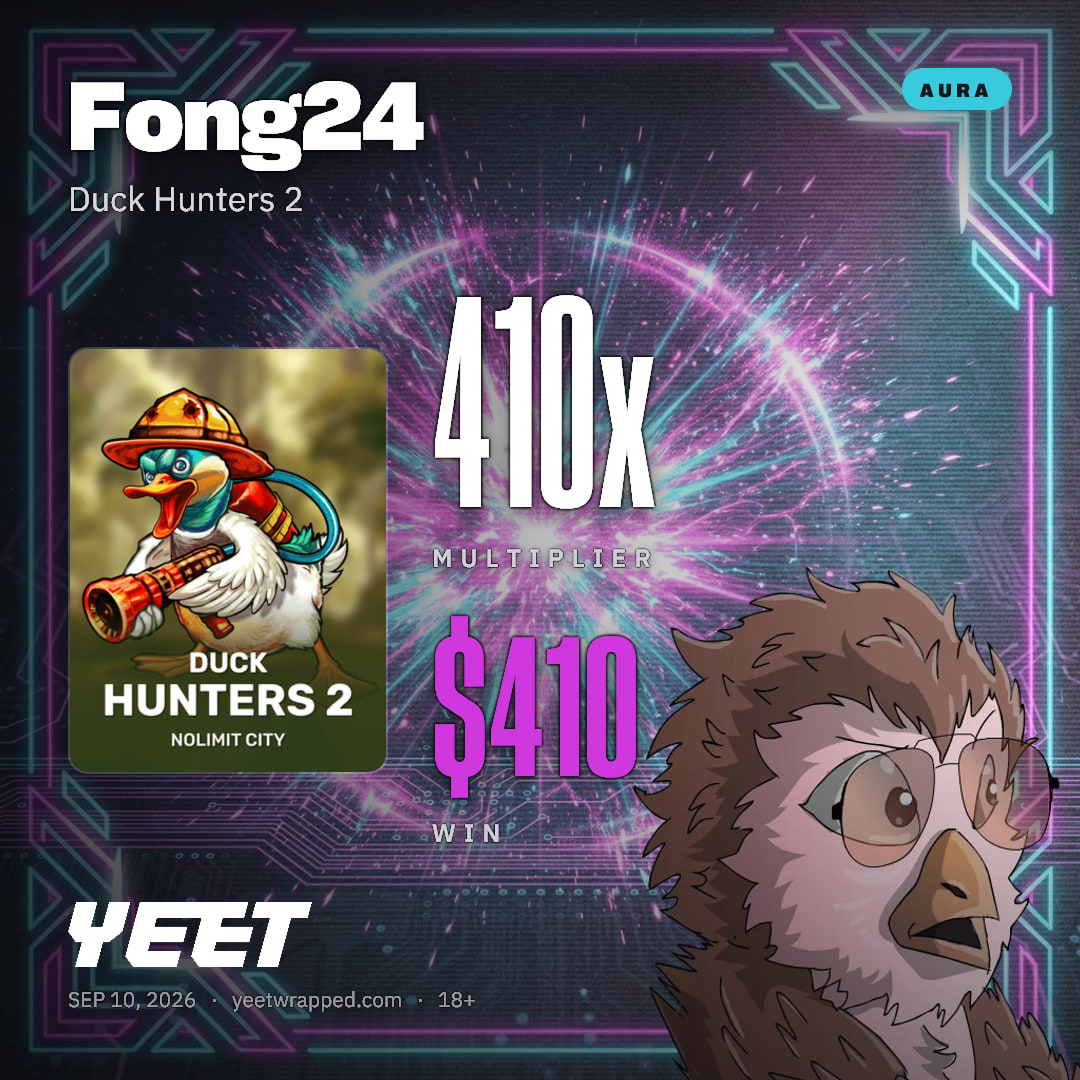 Fong24 hit 410.2x on Duck Hunters 2