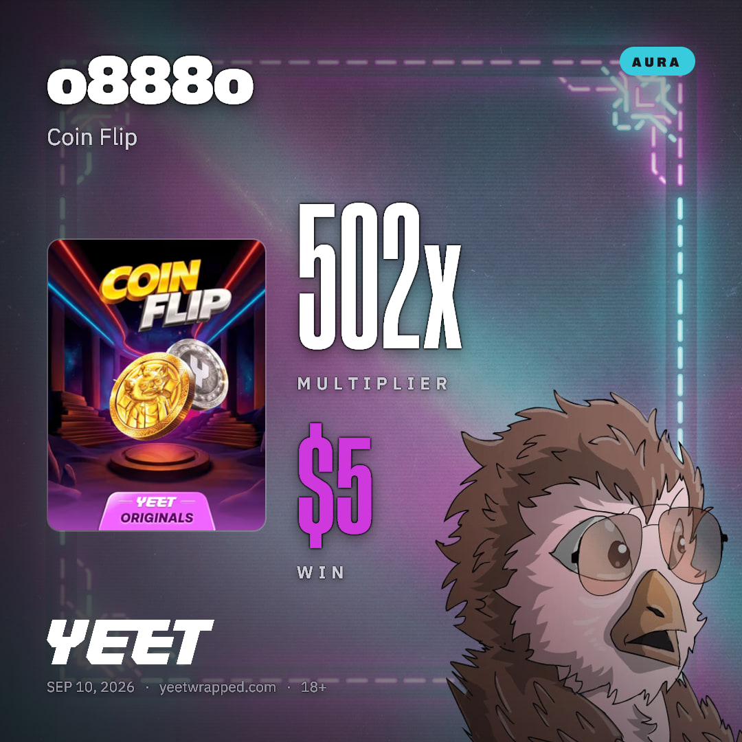 o888o hit 501.8x on Coin Flip