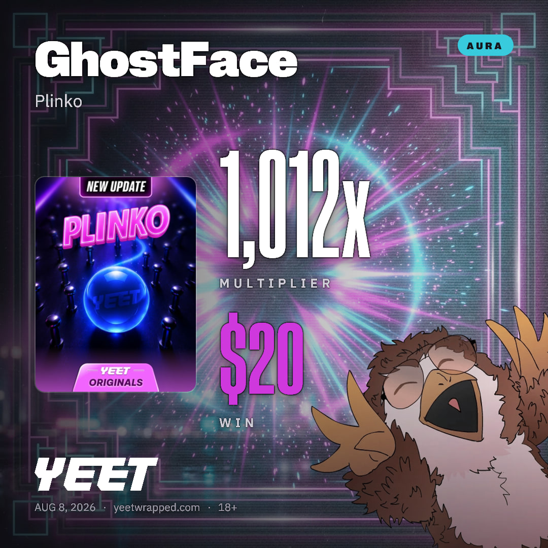 GhostFace hit 1,012x on Plinko