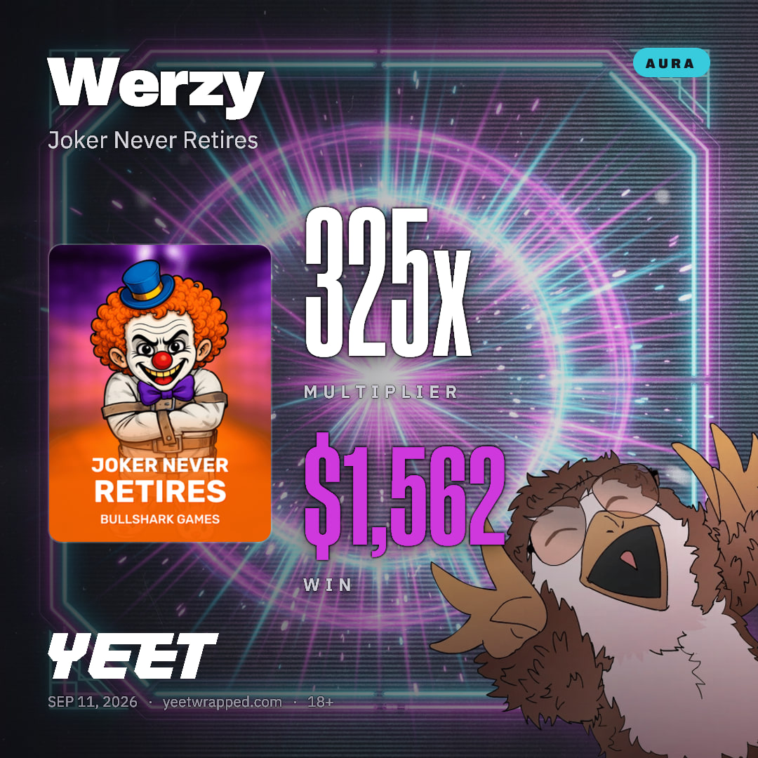 Werzy hit 325.4x on Joker Never Retires