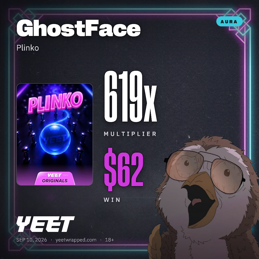 GhostFace hit 619x on Plinko