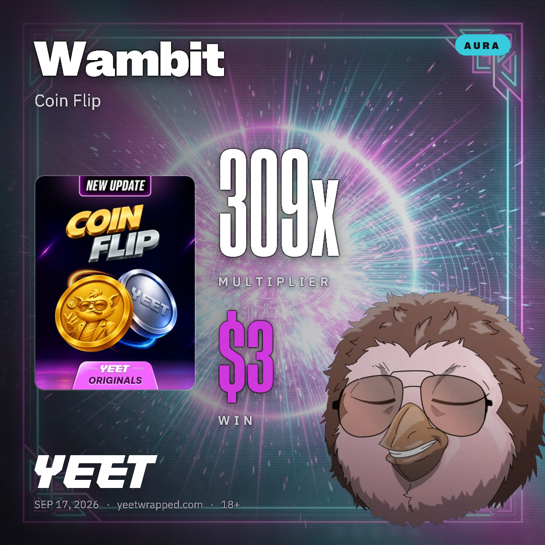 Wambit hit 308.8x on Coin Flip
