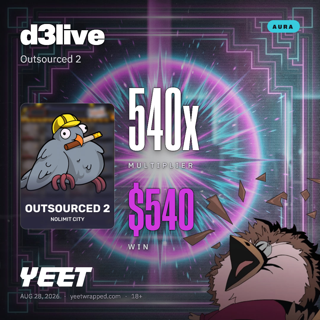 d3live hit 539.9x on Outsourced 2