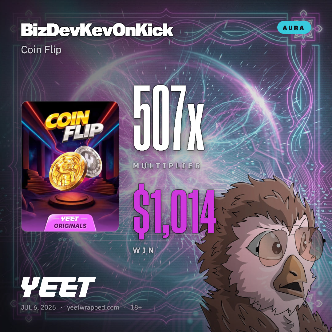 BizDevKevOnKick hit 506.9x on Coin Flip