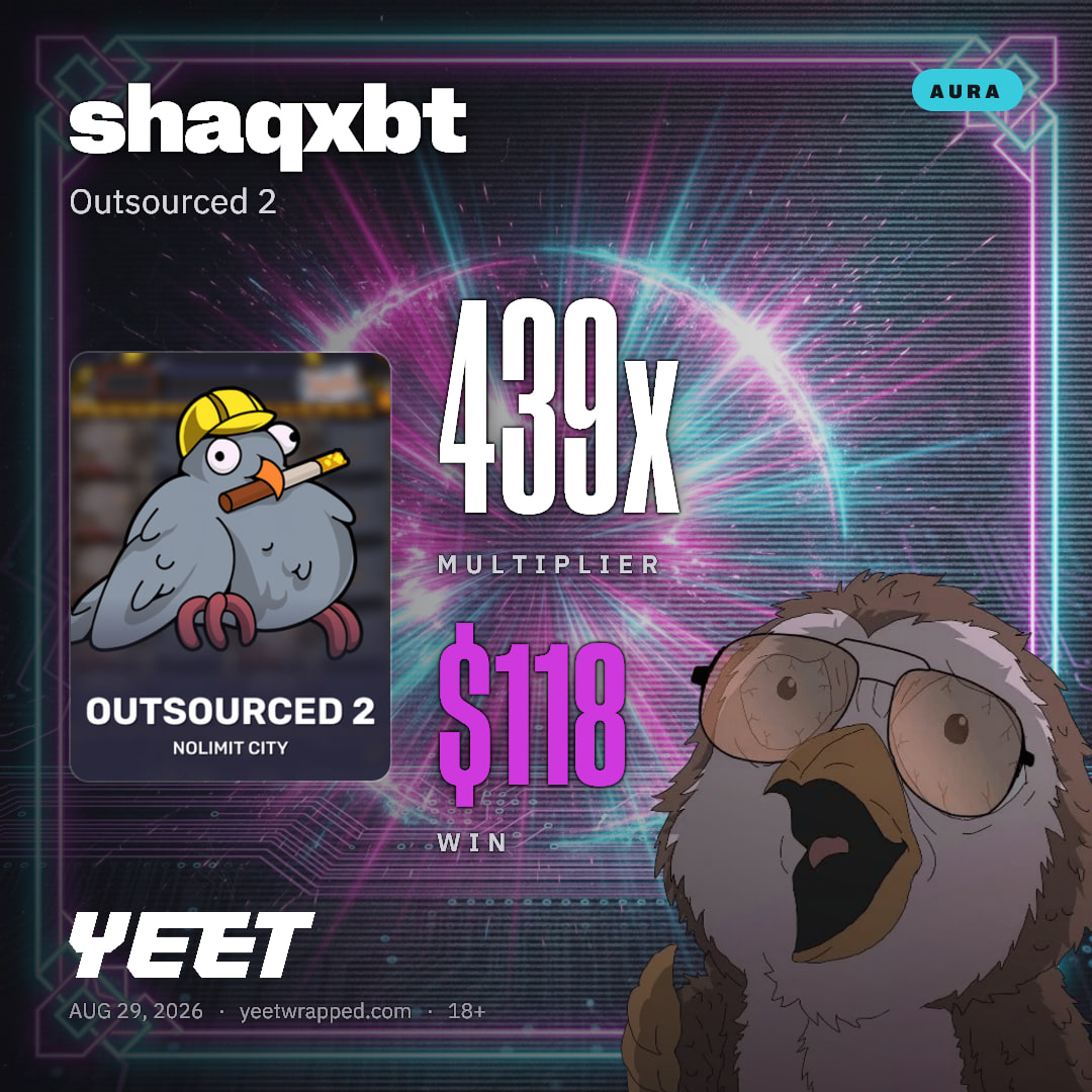 shaqxbt hit 438.7x on Outsourced 2