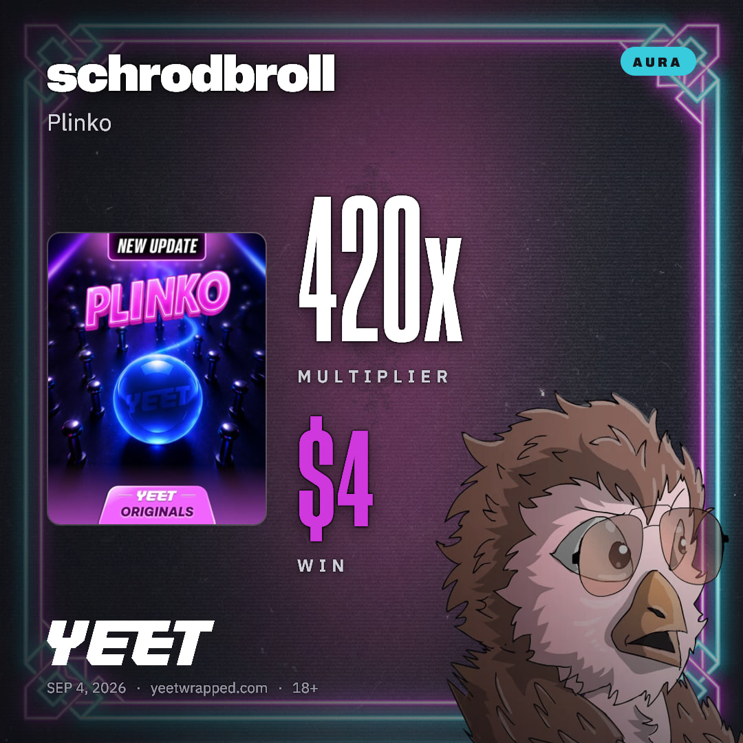 schrodbroll hit 420x on Plinko